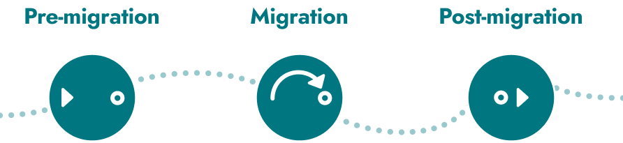 pre-migration, migration, post-migration